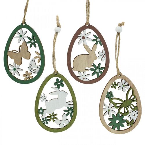 Floristik24 Oeuf de Pâques à suspendre Décoration de Pâques Pendentif en bois 5×7cm 12 pcs