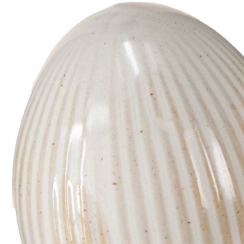 Article Oeufs de Pâques Oeuf décoratif en céramique avec rainures Blanc Gris 5×6cm 6pcs