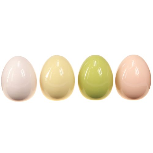 Floristik24 Oeufs de Pâques oeufs en céramique pastel brillant assortis 8×10cm 4 pcs