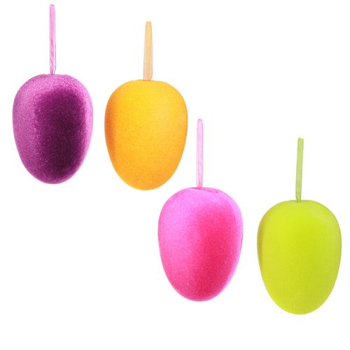Floristik24 Oeufs de Pâques à suspendre Vert Jaune Rose Baies 11 cm 4 pièces