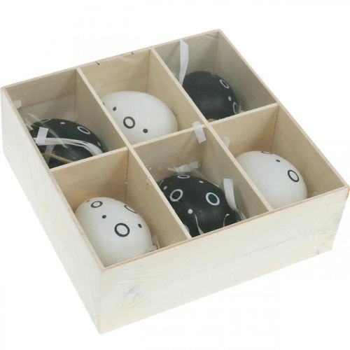 Floristik24 Oeufs de Pâques avec anneaux et pois, décoration de printemps, décoration de Pâques monochrome 6pcs