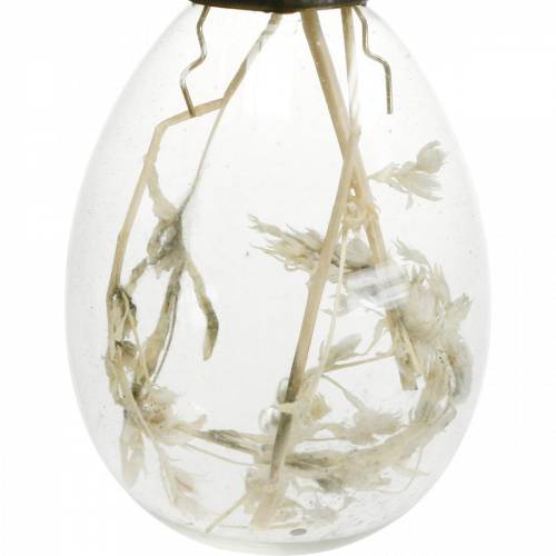 Floristik24 Oeufs de Pâques avec fleurs séchées, œufs décoratifs en verre véritable, décorations florales de Pâques à suspendre, œufs en verre 8 pcs