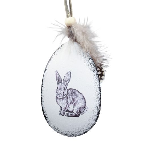 Floristik24 Oeufs de Pâques à suspendre plumes lapins métal 5×7cm 8 pcs