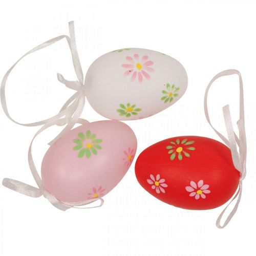 Oeufs de Pâques à suspendre avec des fleurs Décoration de Pâques 6cm 12pcs