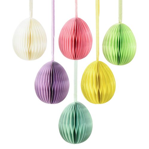 Floristik24 Oeufs de Pâques à suspendre Décoration d&#39;oeufs en nid d&#39;abeille Coloré 8 cm 6 pièces