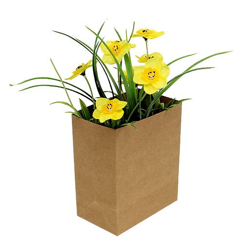 Floristik24 Fleur de Pâques jaune avec poche papier H. 21 cm