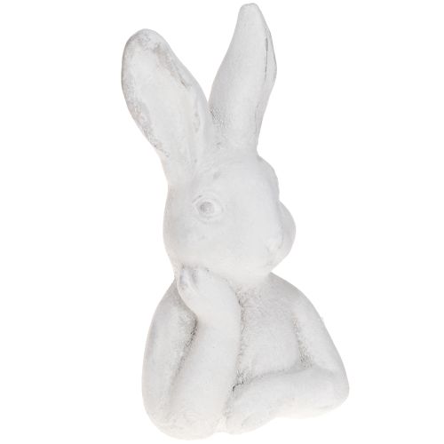 Figurine de lapin de Pâques Shabby Chic Lapin Pensif Blanc 11×9×20,5 cm
