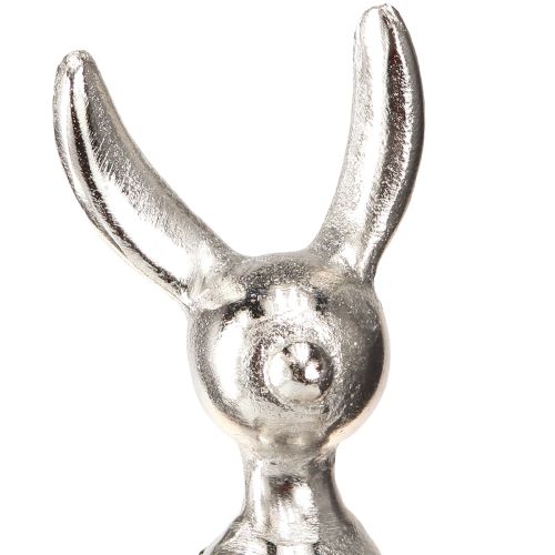 Floristik24 Tabouret de bord de lapin de Pâques lapin en métal petit argent 9×9×21cm