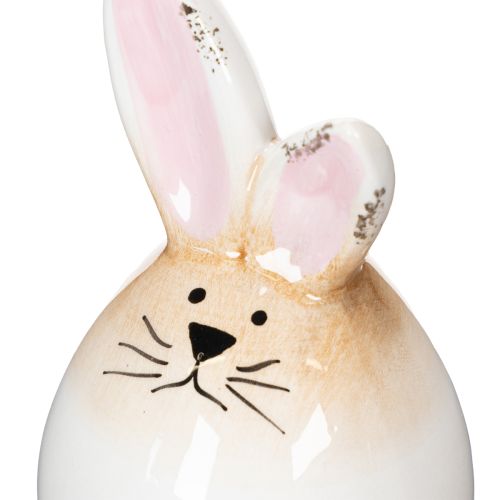 Article Figurine décorative de lapin de Pâques en céramique, œuf blanc, lapin Ø6cm H11,5cm