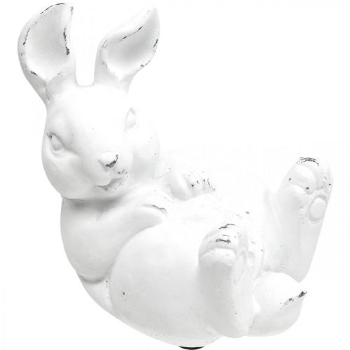 Floristik24 Lapin de Pâques look vintage lapin couché céramique blanche 12.5×8×14cm