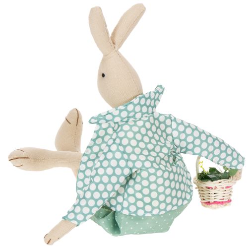 Article Lapin de Pâques en tissu, lapin habillé, décoration de Pâques, jeune lapin H46cm