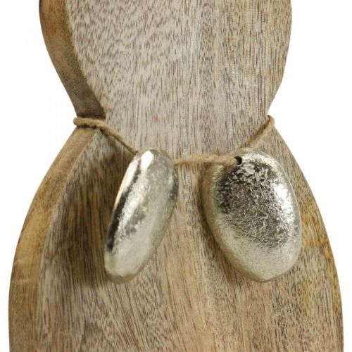 Article Lapin de Pâques en bois avec oeufs en métal, décoration de table Pâques H31cm