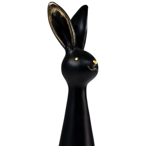 Floristik24 Lapin de Pâques noir or Lapin de décoration de Pâques Ø10cm H42cm
