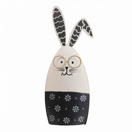 Article Lapin de Pâques lapin noir et blanc avec des lunettes en métal 18,5x7x3cm 2pcs