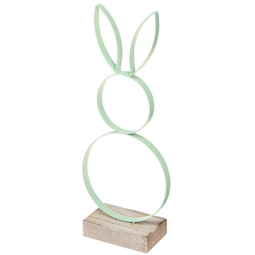 Floristik24 Décoration Lapin de Pâques Métal Bois Jaune Menthe Rose H21cm 3 Pcs