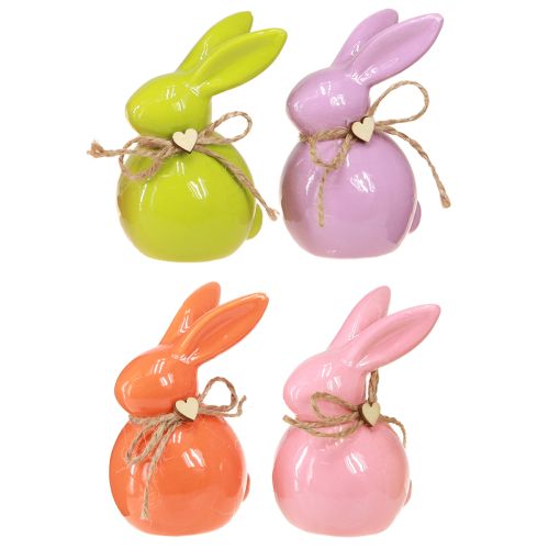 Article Lapins de Pâques lapins décoratifs en céramique colorés 5,5×6×9,5cm 4 pcs