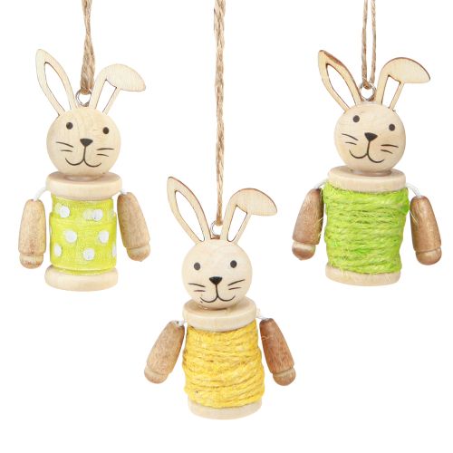 Floristik24 Lapins de Pâques à suspendre Décoration de Pâques bois jute H6,5cm 9 pcs