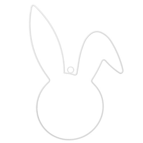 Floristik24 Anneau décoratif lapin de Pâques en métal blanc à suspendre 27×41×2cm