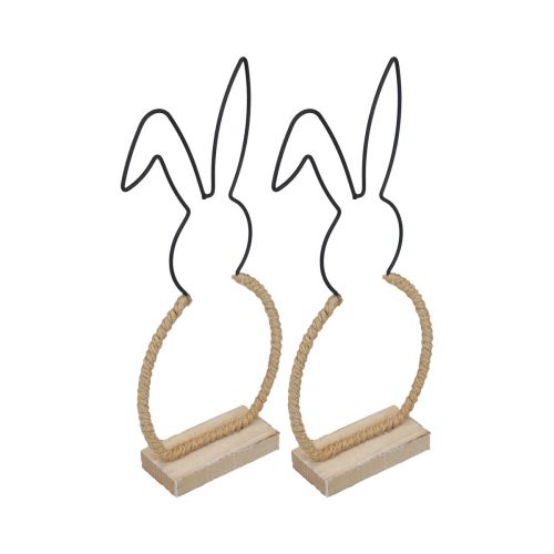 Floristik24 Décoration de table lapin de Pâques décoration bohème en fil de fer de Pâques 24cm 2pcs