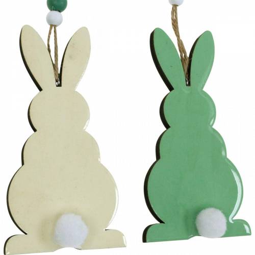 Article Lapins de Pâques à suspendre, décoration printanière, pendentif, lapins décoratifs vert, blanc 3 pièces