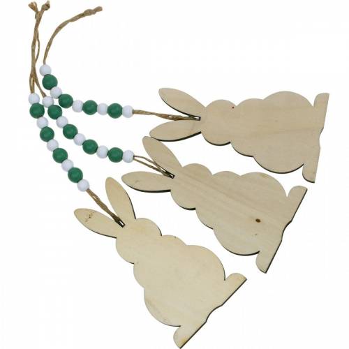 Article Lapins de Pâques à suspendre, décoration printanière, pendentif, lapins décoratifs vert, blanc 3 pièces
