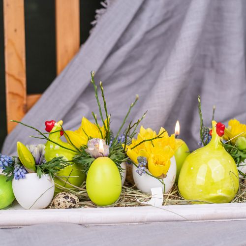 Floristik24 Bougies de Pâques en forme d&#39;oeuf, bougies oeuf Pâques lime Ø4.5cm H6cm 6pcs