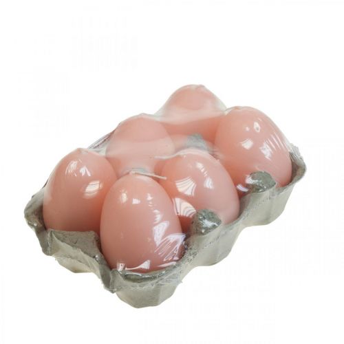 Floristik24 Bougies de Pâques forme d&#39;oeuf, bougies oeuf Pâques Pêche Ø4.5cm H6cm 6pcs