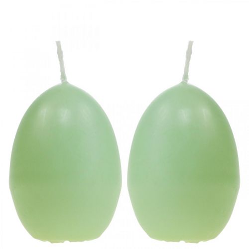 Floristik24 Bougies de Pâques forme d&#39;oeuf, bougies oeuf Pâques vert Ø4.5cm H6cm 6pcs