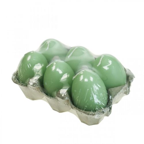 Floristik24 Bougies de Pâques forme d'oeuf, bougies oeuf Pâques vert Ø4.5cm H6cm 6pcs