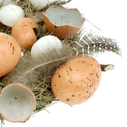 Article Couronne de Pâques avec oeufs Ø24cm nature, blanc