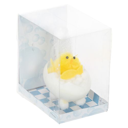 Article Décoration de Pâques : poussin en chenille dans la baignoire, jaune, 9 cm