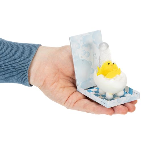 Article Décoration de Pâques : poussin en chenille dans la baignoire, jaune, 9 cm