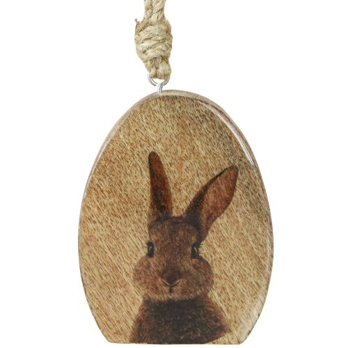 Floristik24 Pendentif de Pâques Lapin dans un oeuf Bois Jute Naturel 8x10,5cm 4pcs