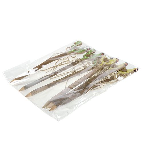 Floristik24 Piques poule et coq de Pâques jaune, vert 8 cm L. 36 cm 6 p.