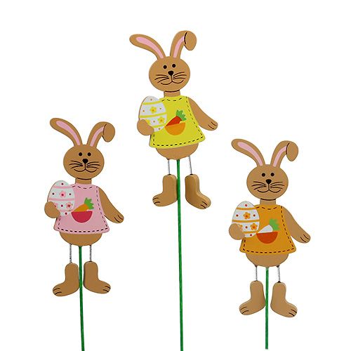 Floristik24 Bouchon de Pâques lapin avec oeuf 12cm L29cm 15pcs