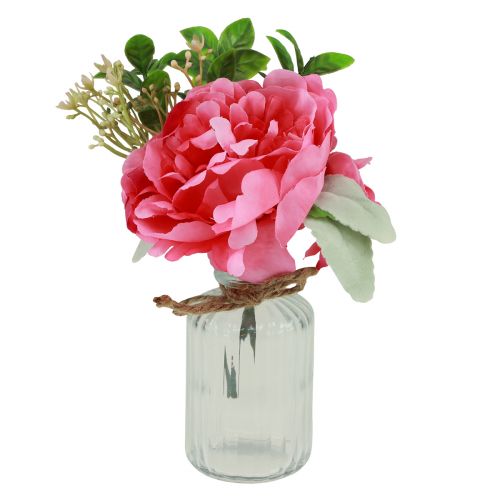 Floristik24 Décoration pivoine dans le vase décoration de table rose d'été 20cm