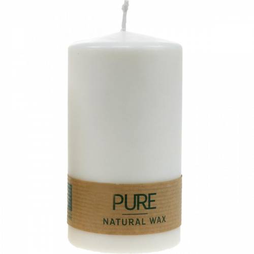 Floristik24 Bougie pilier PURE 130/70 bougie en cire naturelle avec décoration bougie en cire de colza