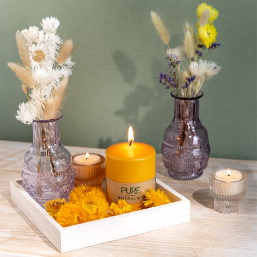 Floristik24 Bougie pilier PURE miel jaune bougies Wenzel 90×70mm