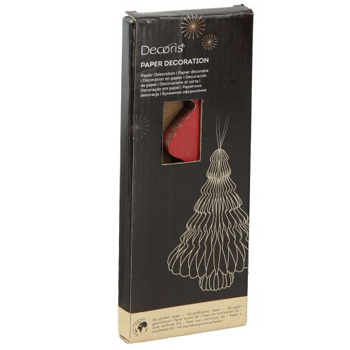 Article Sapin de Noël en papier Bordeaux Pendentif Noël H20cm