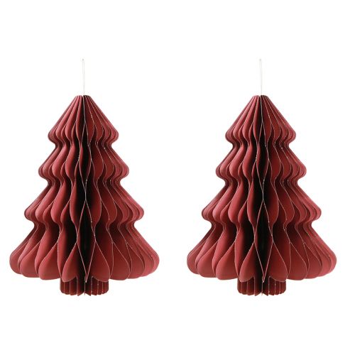 Article Sapin de Noël en papier à suspendre Bordeaux H40cm 2pcs