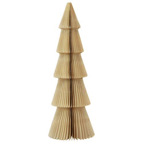 Sapin de Noël en Papier Sapin Petit Crème Doré H30cm