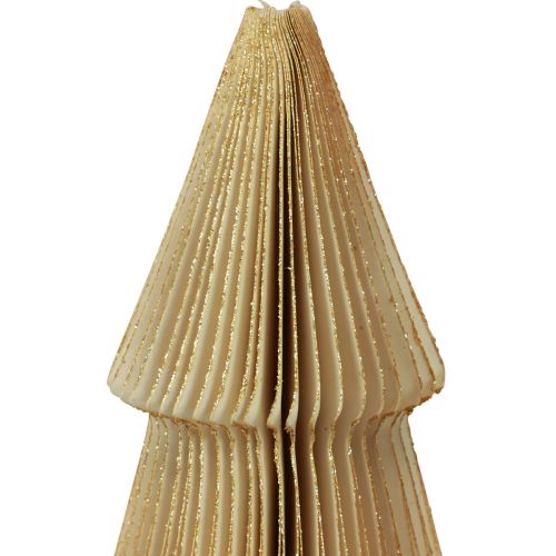 Article Sapin de Noël en Papier Sapin Petit Crème Doré H30cm