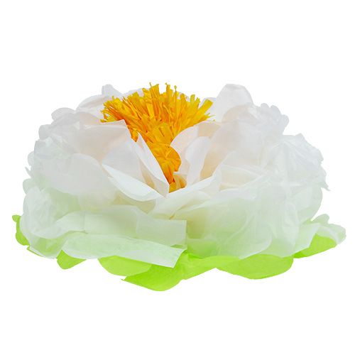 Fleur en papier, Ø 28 cm à suspendre, vert et blanc