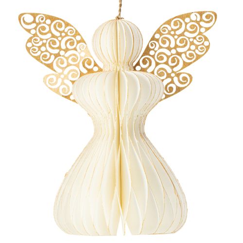 Floristik24 Décorations d&#39;arbre de Noël en papier, pendentifs anges, blanc et or, 12 cm, lot de 4