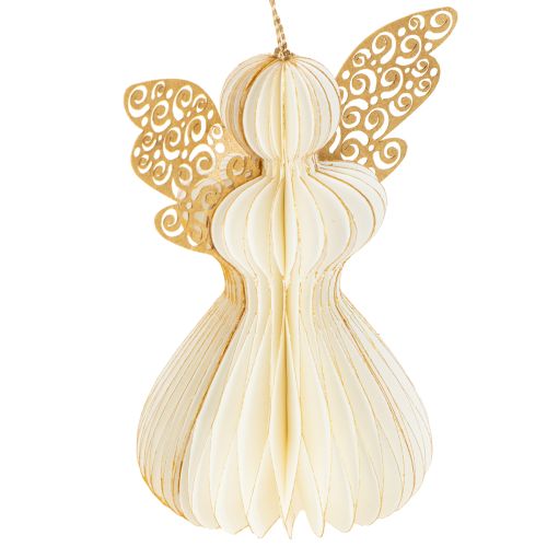 Article Décorations d&#39;arbre de Noël en papier, pendentifs anges, blanc et or, 12 cm, lot de 4