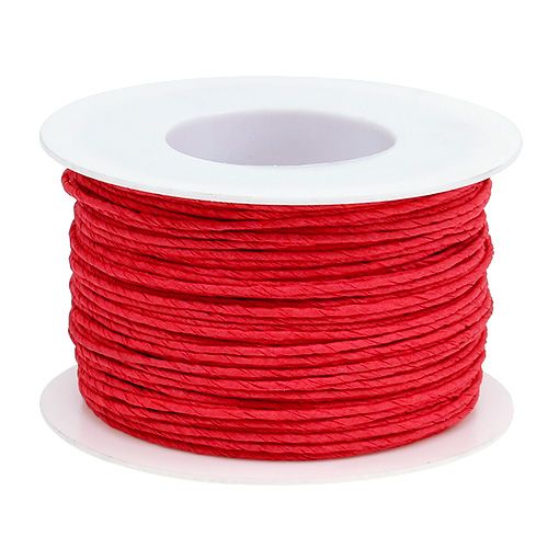 Floristik24 Cordon papier fil enroulé Ø2mm 100m rouge