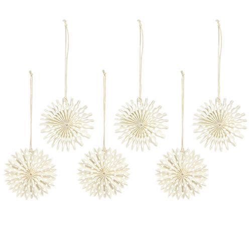 Article Étoile en papier étoile blanche pour décorations d'arbre suspendues Ø10cm 6 pcs