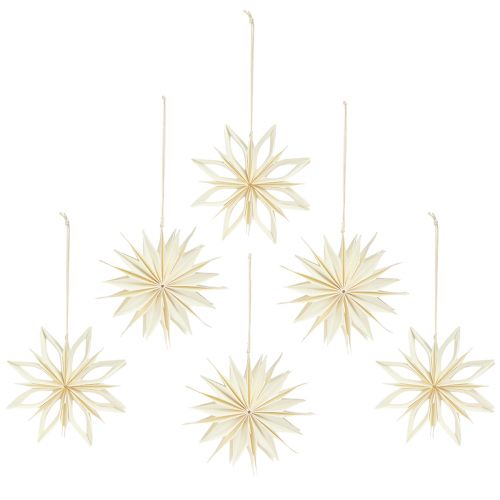 Article Décorations d&#39;arbre étoiles en papier étoiles or blanc Ø15cm 6 pcs