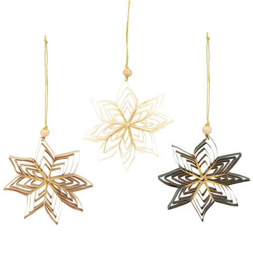 Floristik24 Étoiles en papier décorations pour sapin de Noël blanc marron vert 10cm 6 pcs