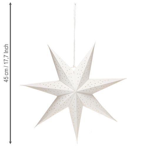 Article Étoiles en papier pour guirlandes lumineuses de Noël, blanches, 45 cm, lot de 3